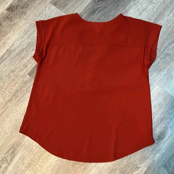 The workshop rolled sleeve orange blouse with zippered vneck - Picture 6 of 6